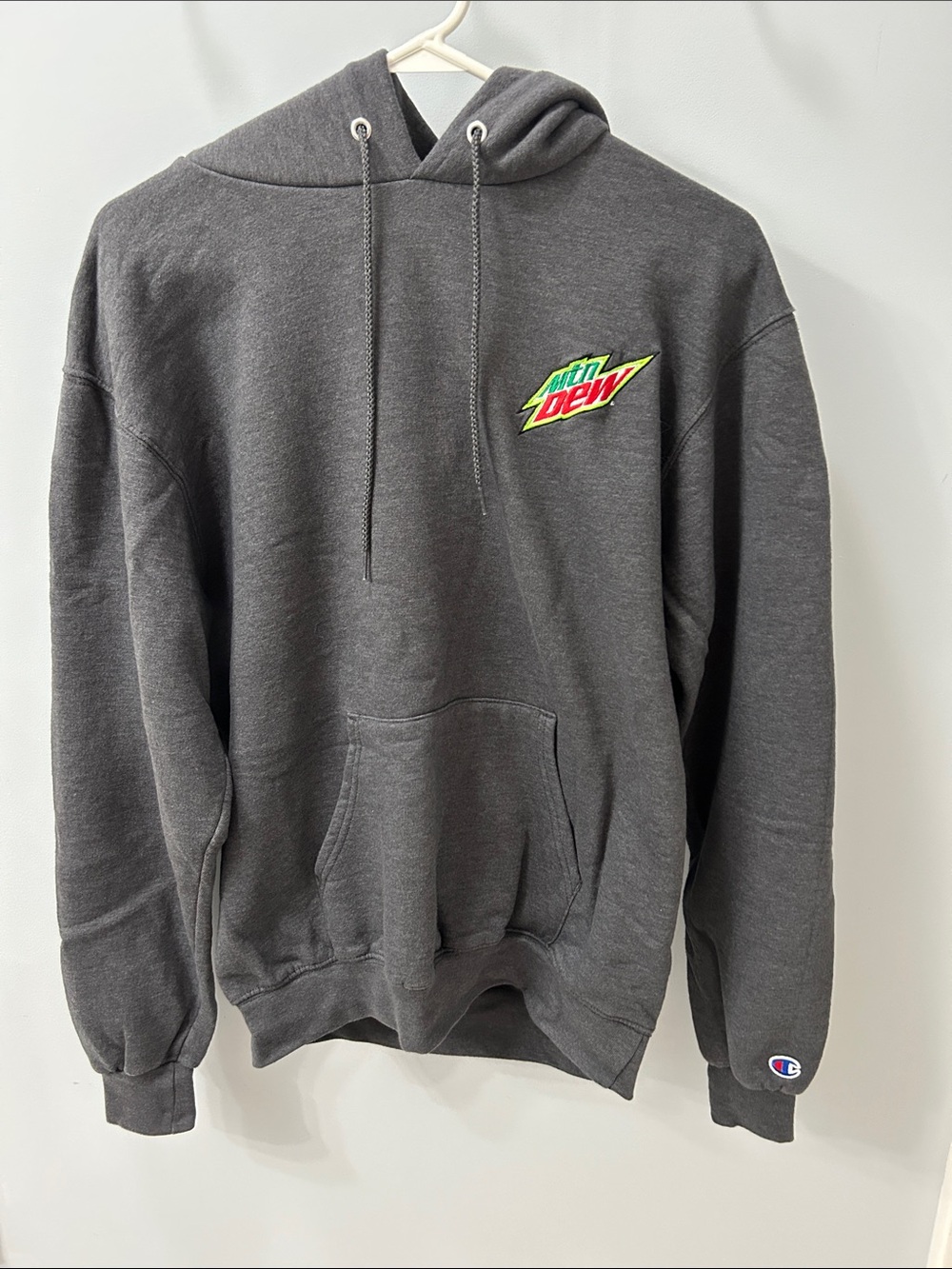 Champion Charcoal Hoodie with Mtn Dew Logo